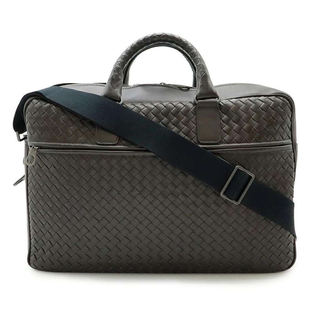 BOTTEGA VENETA Intrecciato Business Bag Briefcase Shoulder Leather Dark Brown